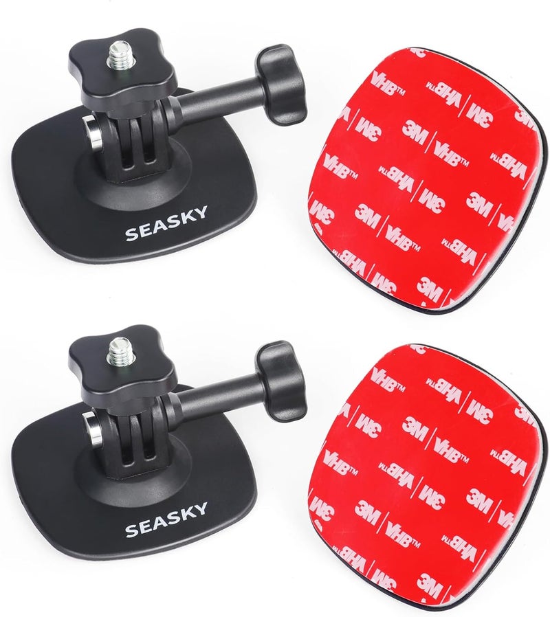 SEASKY [ 2Pack A1 Flexible Adhesive Helmet Mount use Genuine 3M for GoPro Hero13/12/11/10/9/8 Max DJI Action 5 Pro 4 3 Insta360 X5 X4 X3 Ace Pro 2 Sports Camera Accessories Flat Curved Surfaces - Image 1